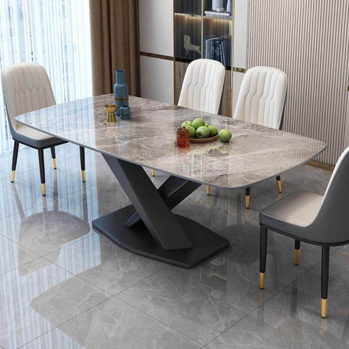 Artiss -Marble Dining Table With X-Base (Custom made)
