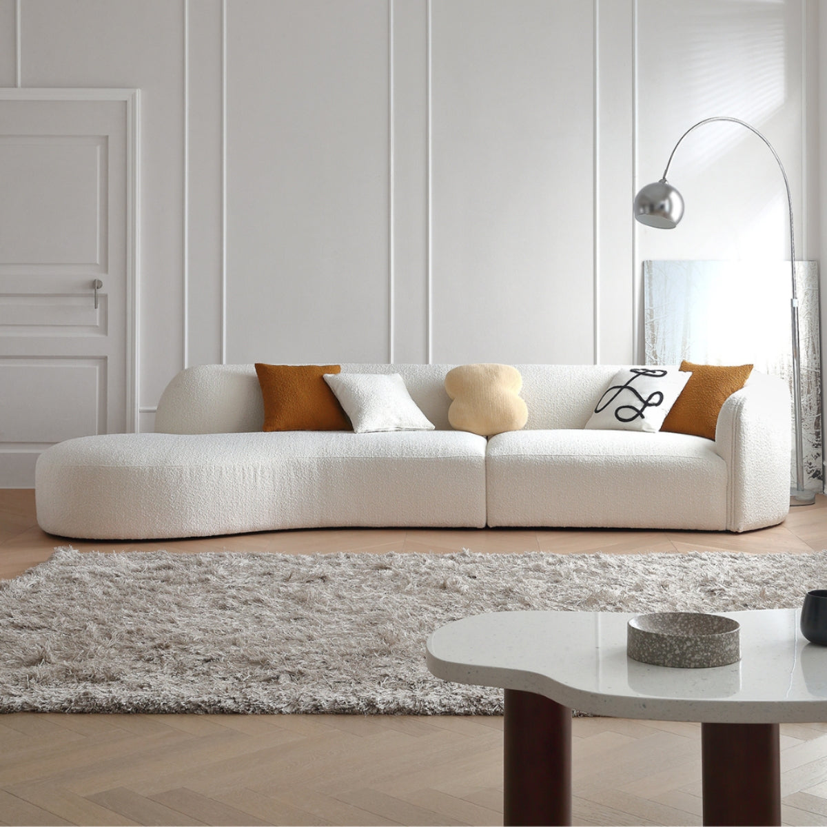 Designer Boucle Velvet Sofa for Living Room (Custom made)