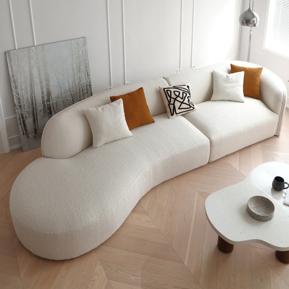 Designer Boucle Velvet Sofa for Living Room (Custom made)