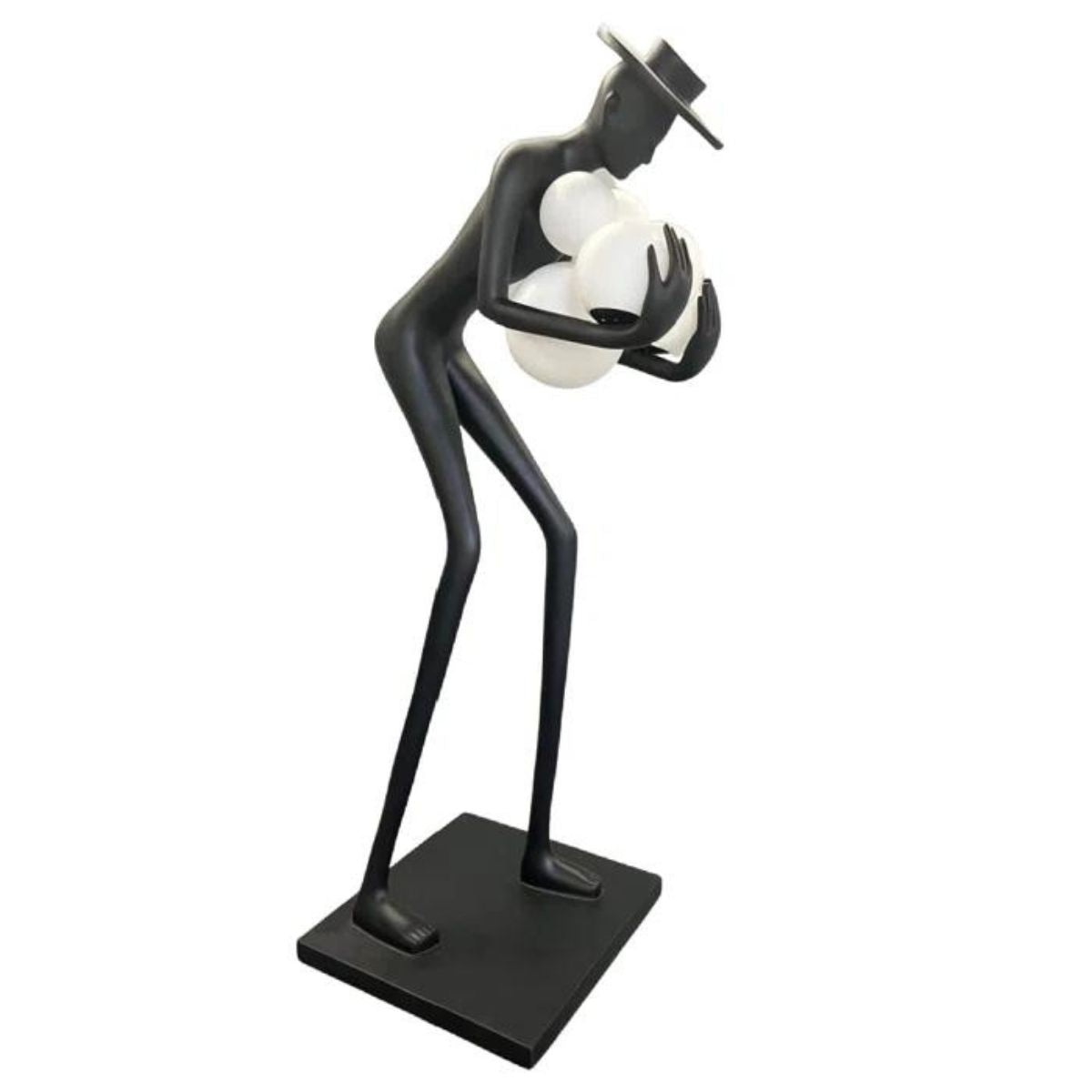 Black Human Sculpture with Orbs Floor Lamp 2