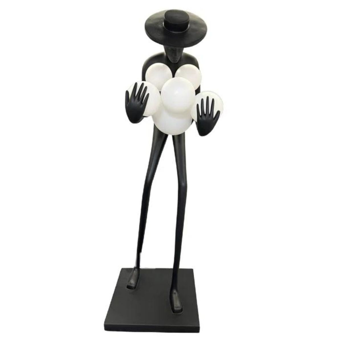 Black Human Sculpture with Orbs Floor Lamp 3