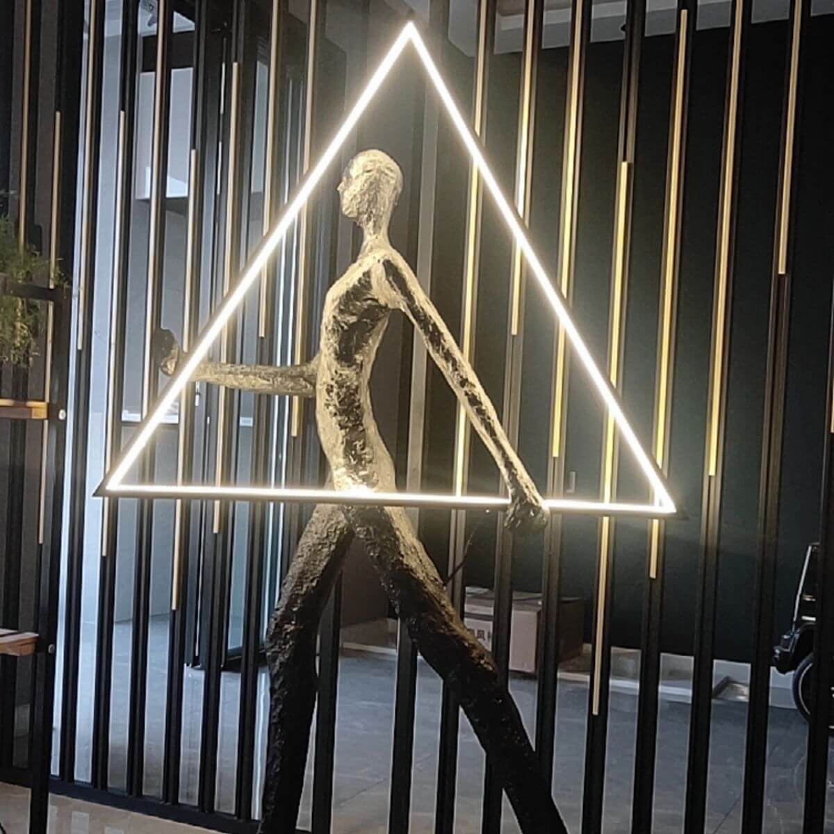 Human Statue Floor Lamp With Triangle 6
