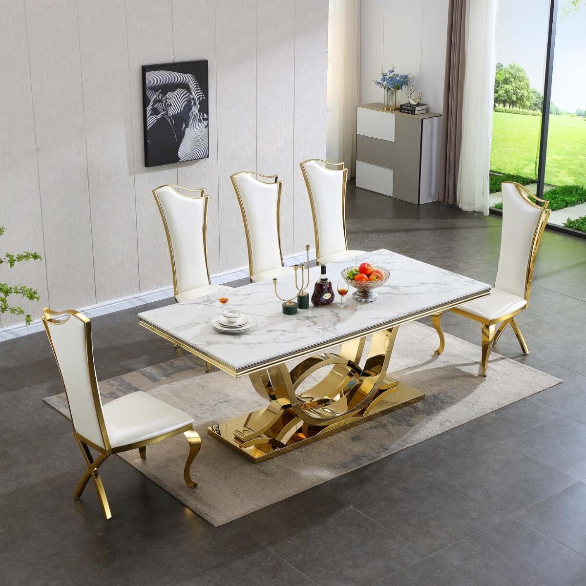 Harper-Marble Top Dining Table Gold Base (Custom made)