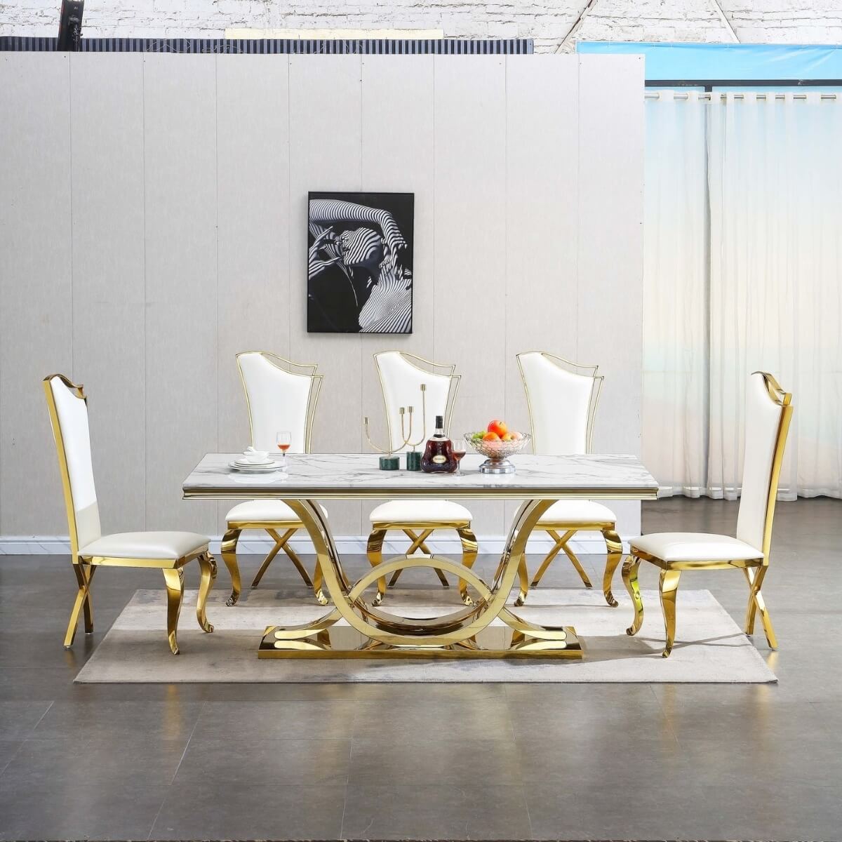 Harper-Marble Top Dining Table Gold Base (Custom made)
