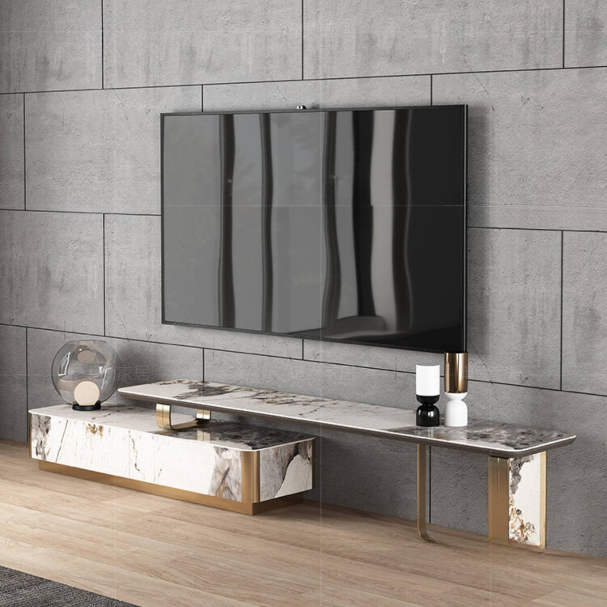 Easton-Extendable TV Unit (Titanium stainless steel Base) (Custom made)
