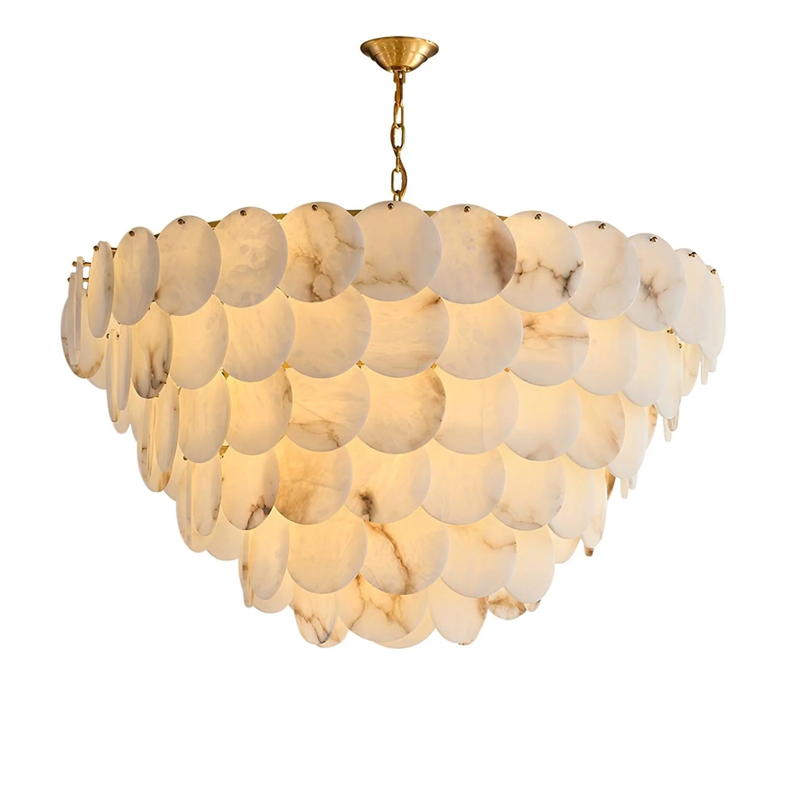 Alabaster Shell Brass Chandelier – Luxury Lighting | Elegant Interior