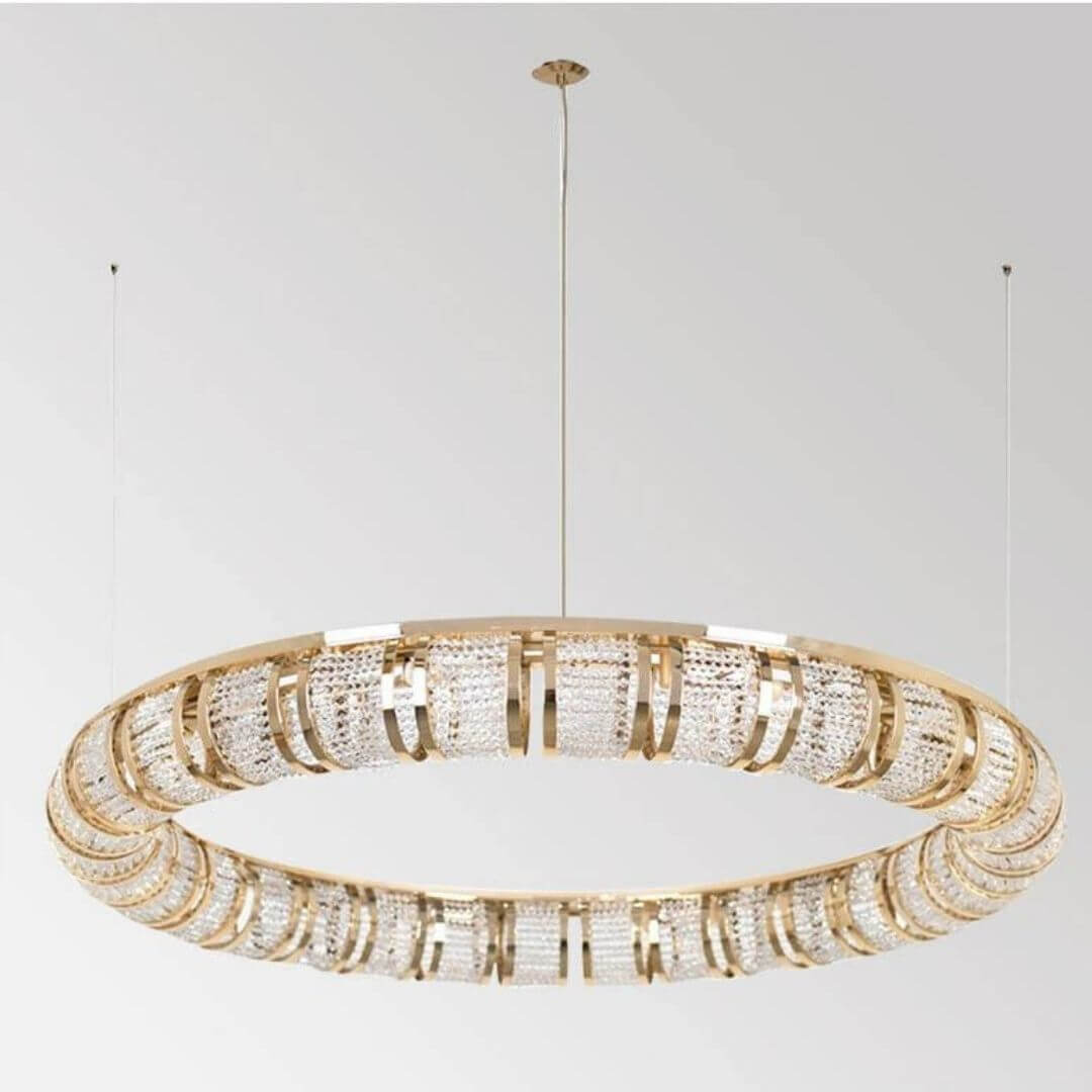 Image showcasing Glistening LED Gold Chandelier Light | Elegant Interior