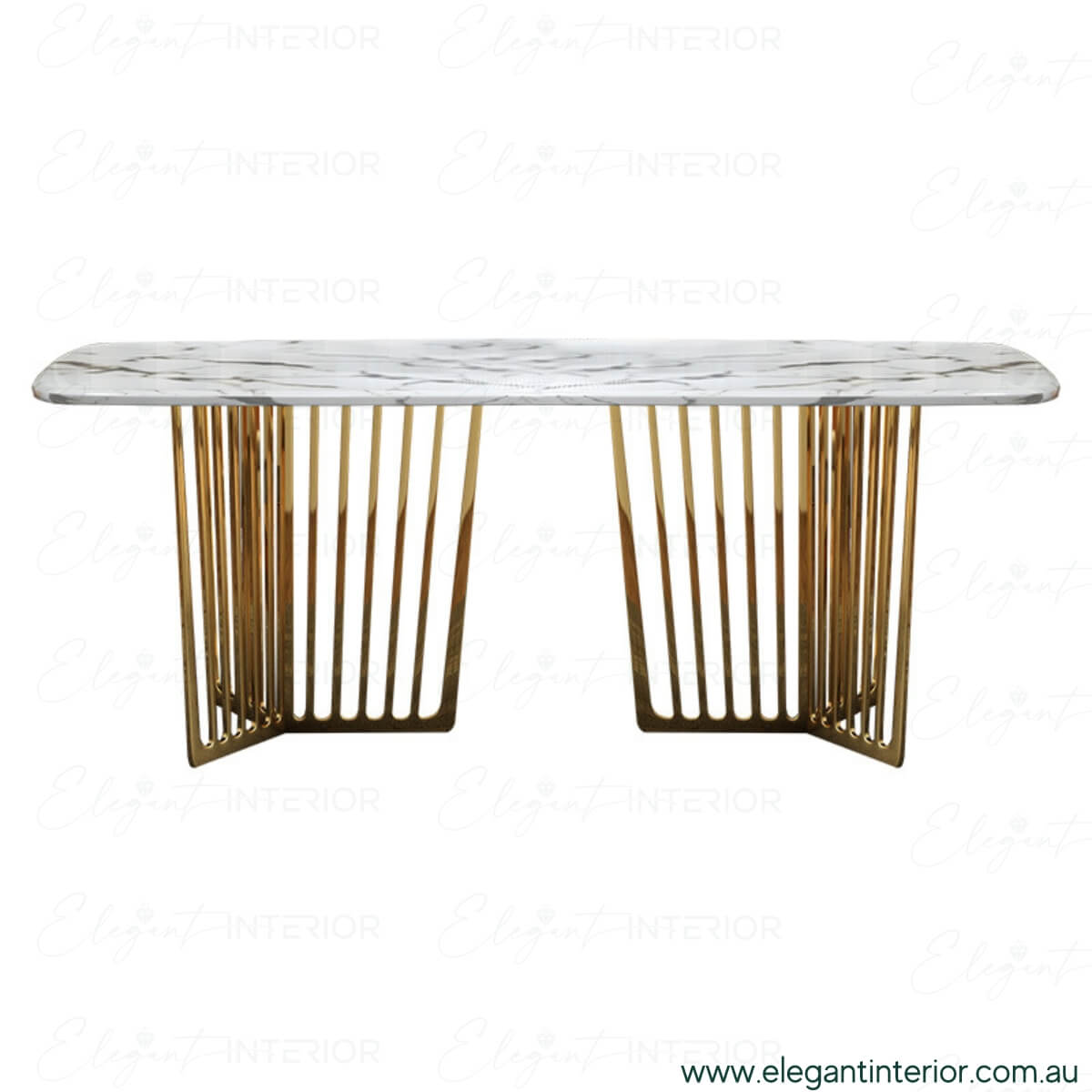 Frances-Marble Dining Table with Stainless Steel Base