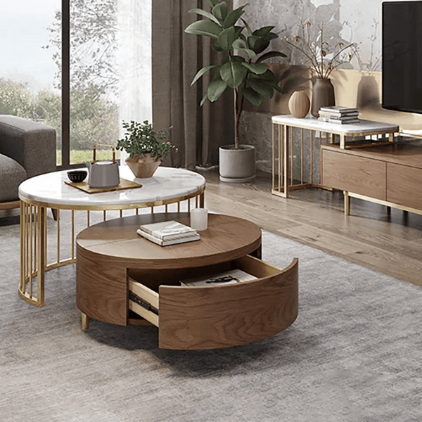 Aria Round Nested Coffee Table Elegant Interior