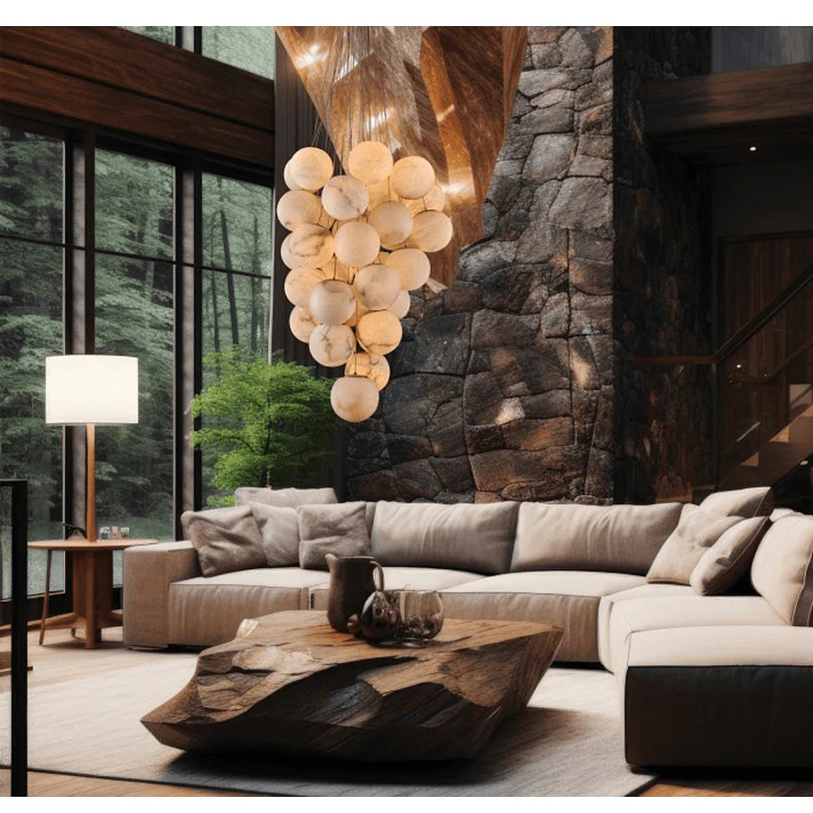 Cluster Alabaster Globe Chandelier - Pre Order
