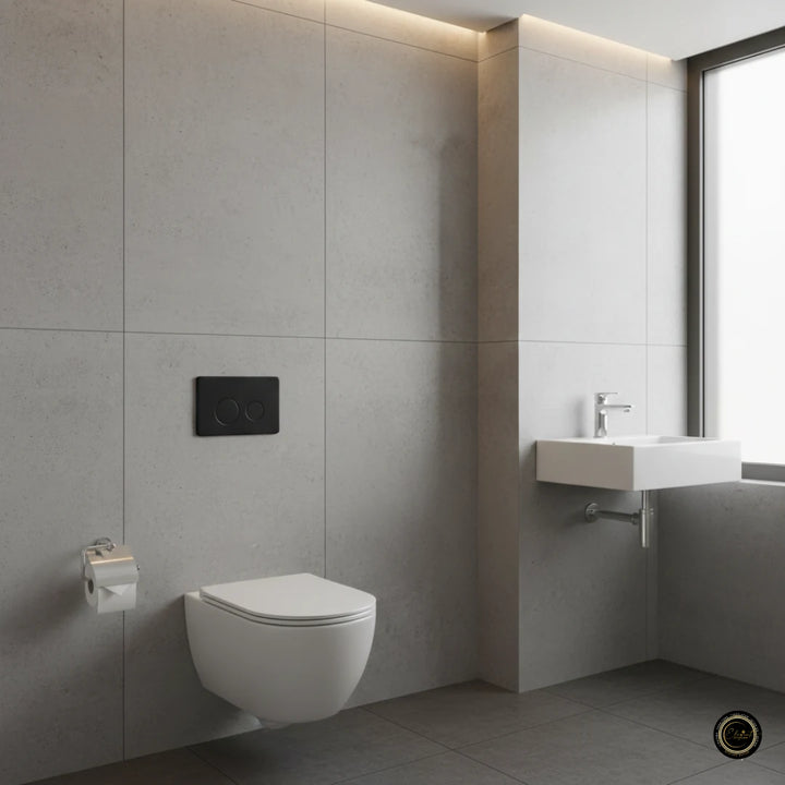 R&T Dual Flush Plate – Square Black/Chrome | Elegant Interior