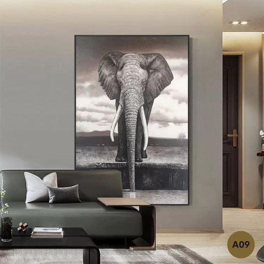 Elephant Framed Canvas Wall Art Stainless Steel Large Wall Art Wall Decor