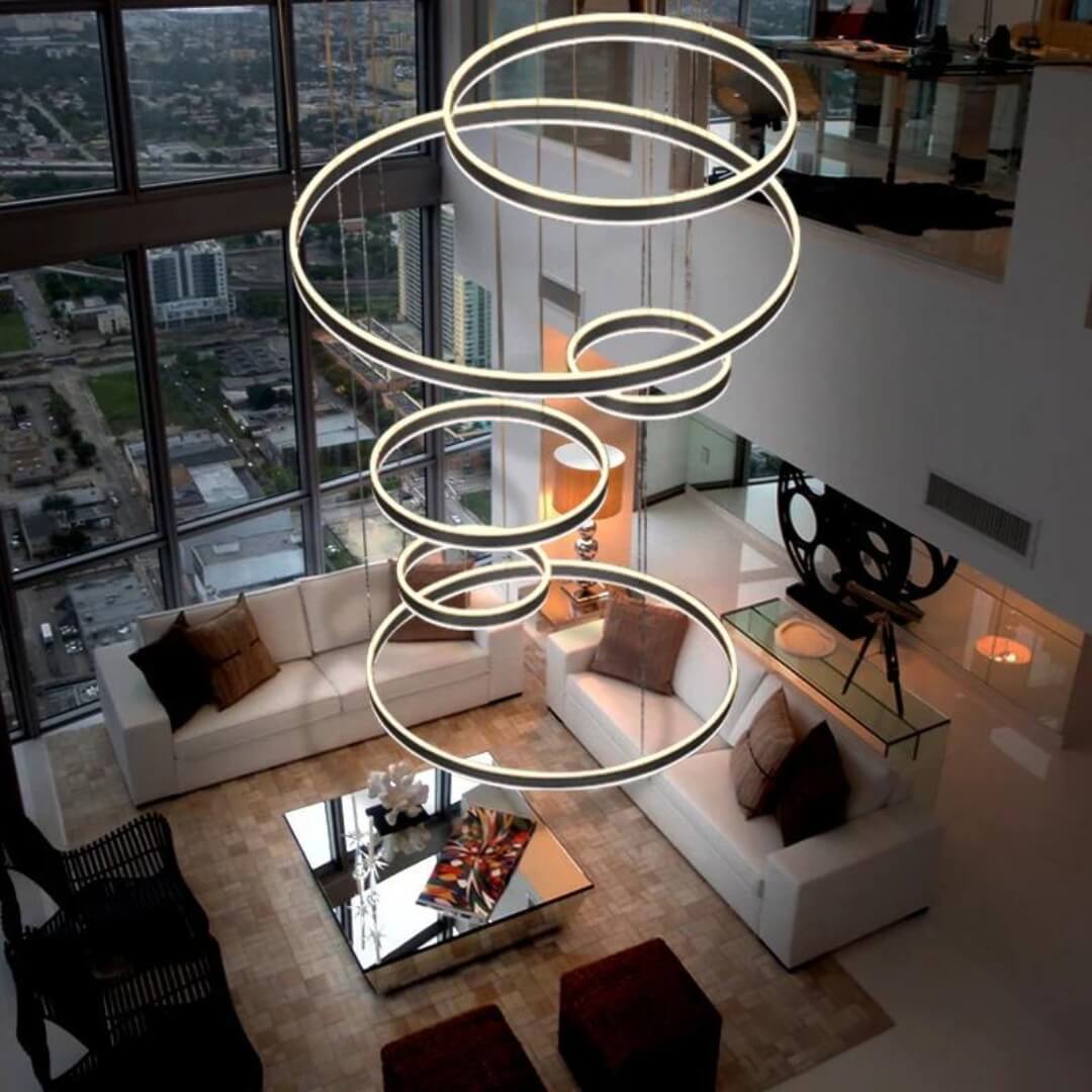 6-ring vivid LED lights chandelier, modern ceiling lighting fixture for living or dining room decor