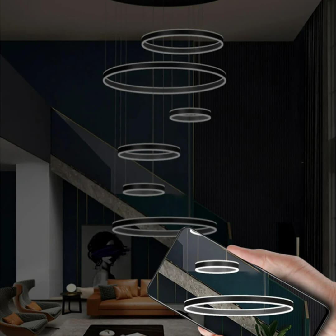 6-ring vivid LED lights chandelier, modern ceiling lighting fixture for living or dining room decor