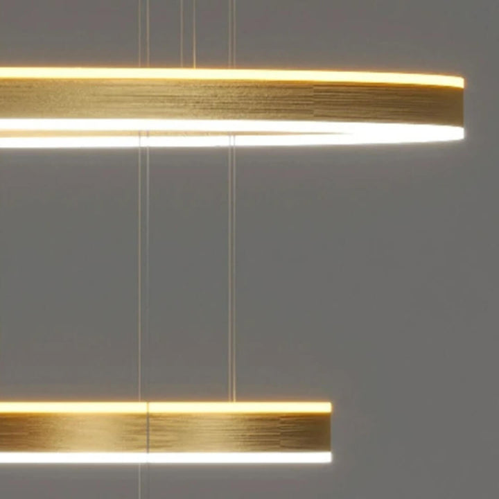 Detailed view of 6-ring vivid LED lights chandelier, highlighting modern design and lighting features