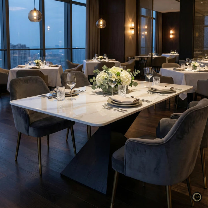 MarbleX Pyramid Dining Table | Luxury Dining Experience – Elegant Interior