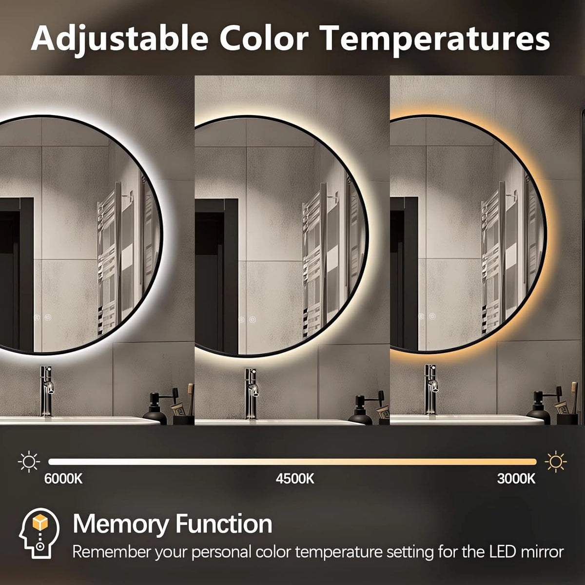 Round LED Backlit Bathroom Mirror