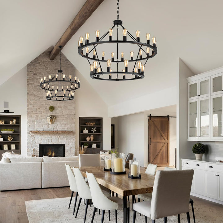 Farmhouse Wagon Wheel Chandelier 30-Lights