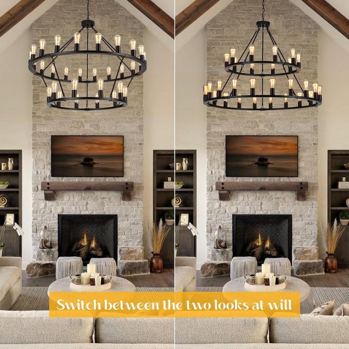 Farmhouse Wagon Wheel Chandelier 30-Lights