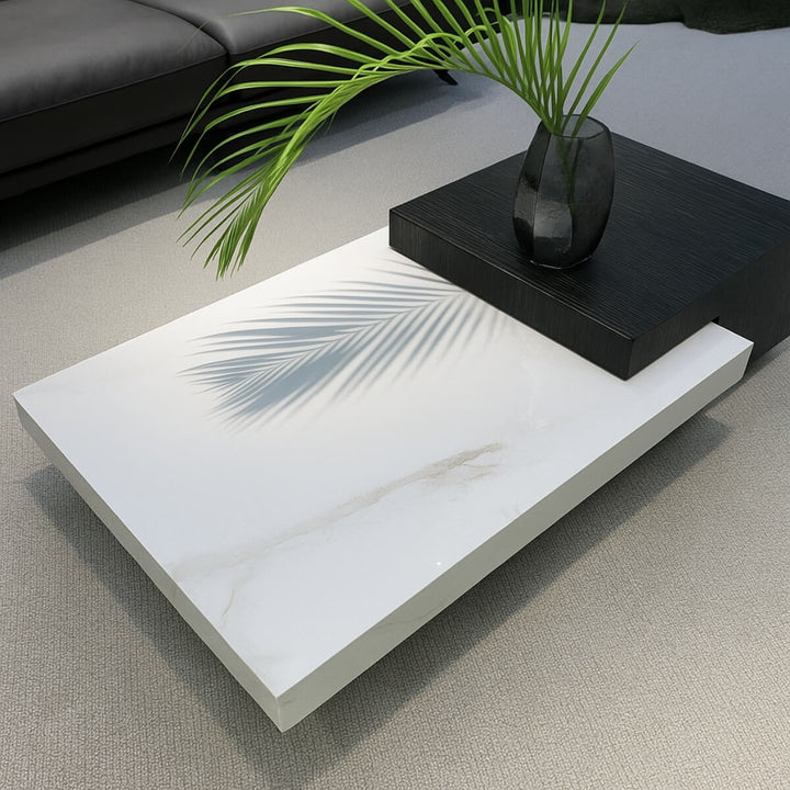 Acrylic coffee table with sintered stone top, top view