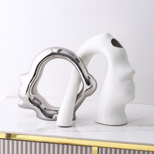 Affection head styled ceramic flower vase for home decor