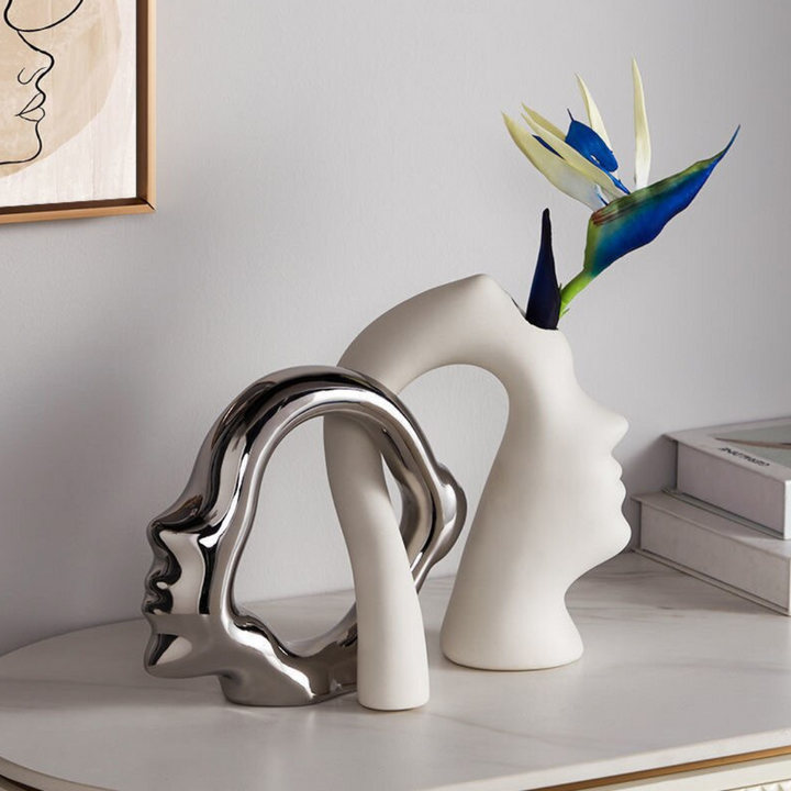 Artistic affection head flower vase as a centerpiece decoration