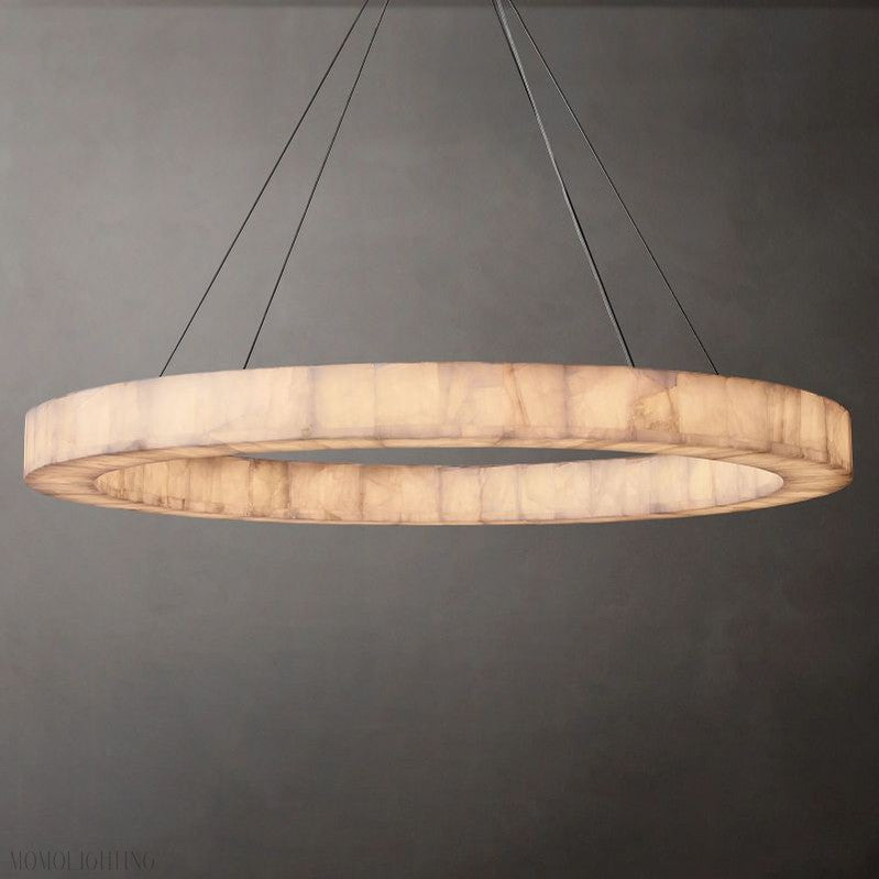 Main view of alabaster round chandelier light – modern elegant design ideal for sophisticated home decor.