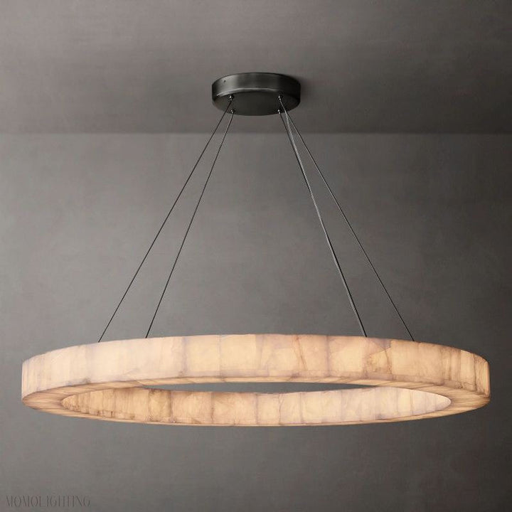 Main view of alabaster round chandelier light – modern elegant design ideal for sophisticated home decor.