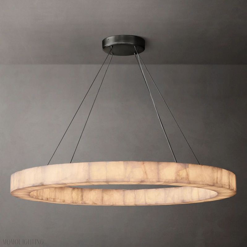 Main view of alabaster round chandelier light – modern elegant design ideal for sophisticated home decor.