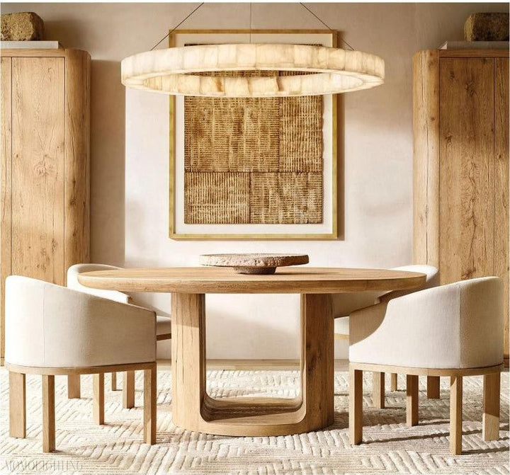 Alabaster round chandelier light – modern elegant fixture perfect for stylish living room home decor.