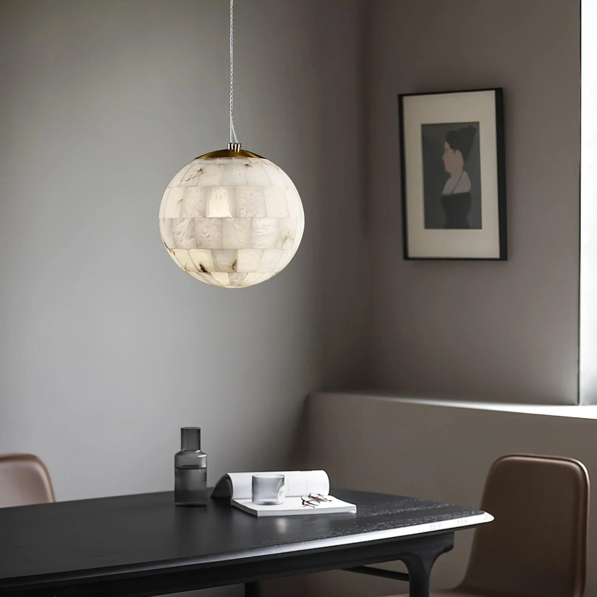 Alabaster Ball Pendant Light - Pre Order