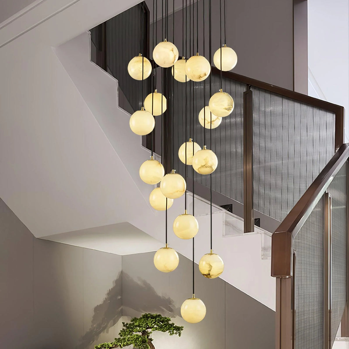 Alabaster Balls Cluster Chandelier - Pre Order