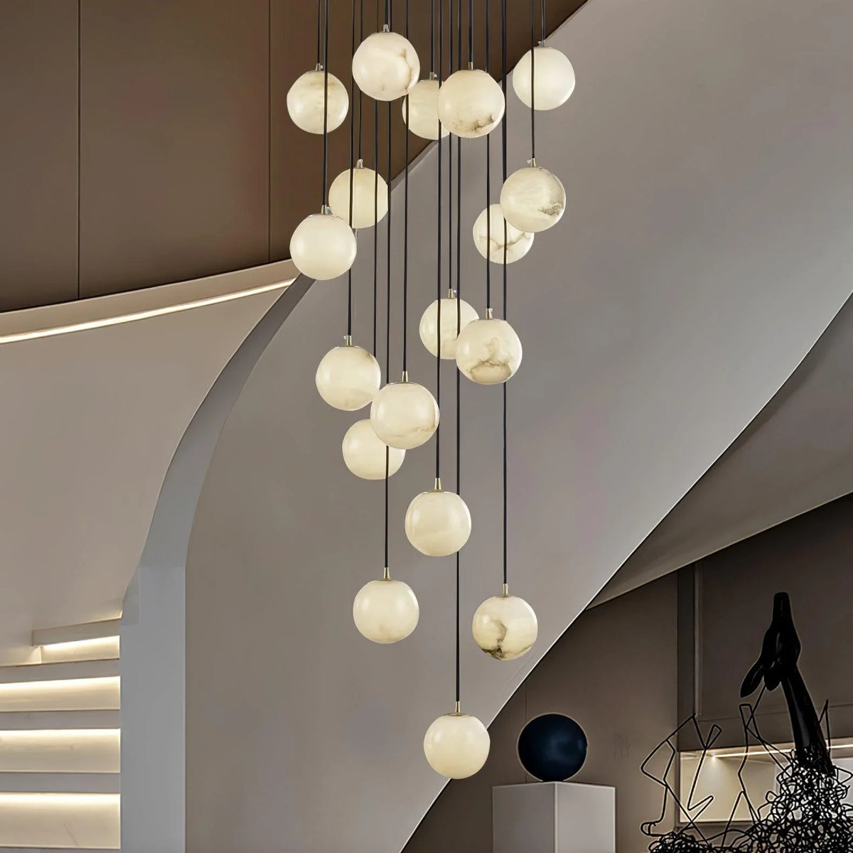 Alabaster Balls Cluster Chandelier - Pre Order