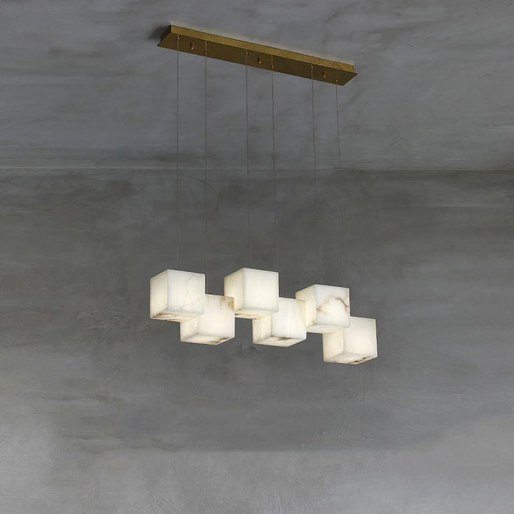 Spanish alabaster box pendant light for elegant and modern home interior lighting