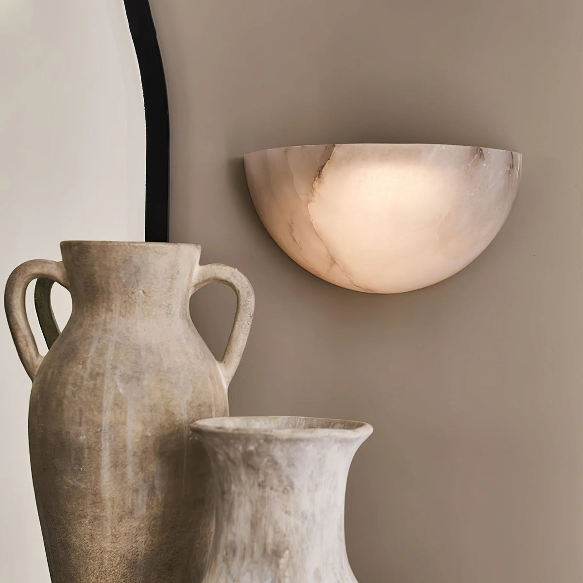 Alabaster Half-Moon Wall Sconce - Pre Order