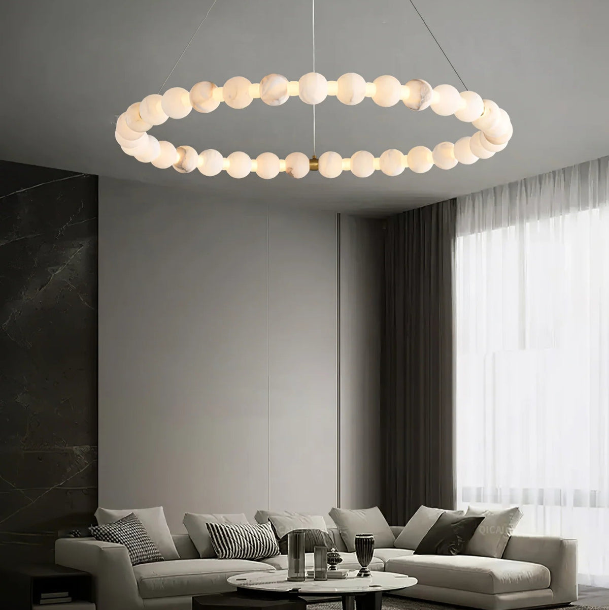 Alabaster Orb Ring Chandelier - Pre Order