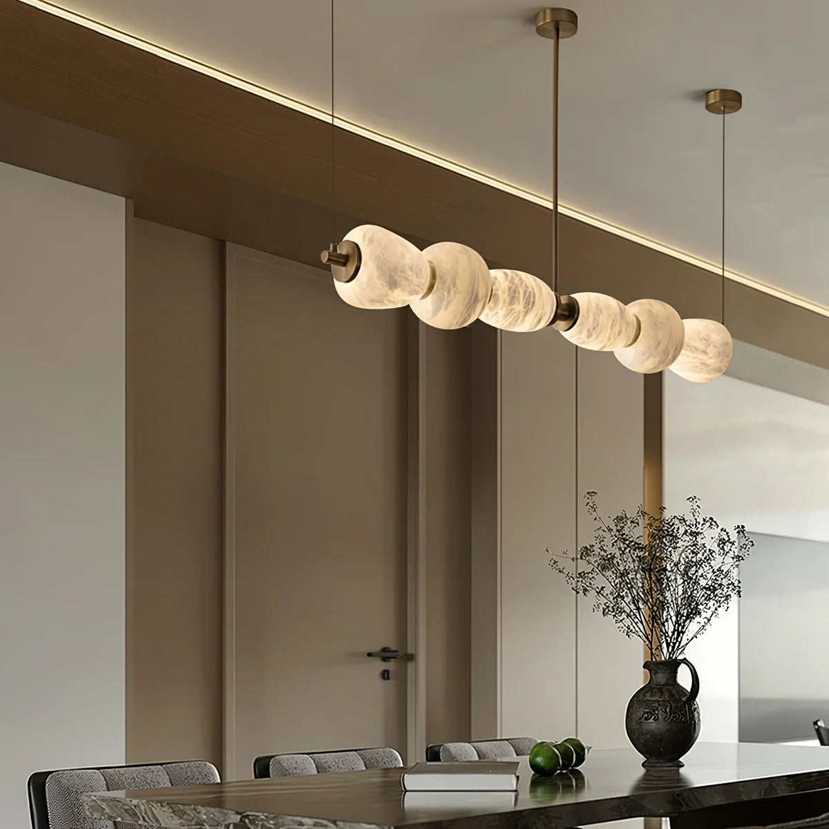 Alabaster Pebble Linear Chandelier - Pre Order