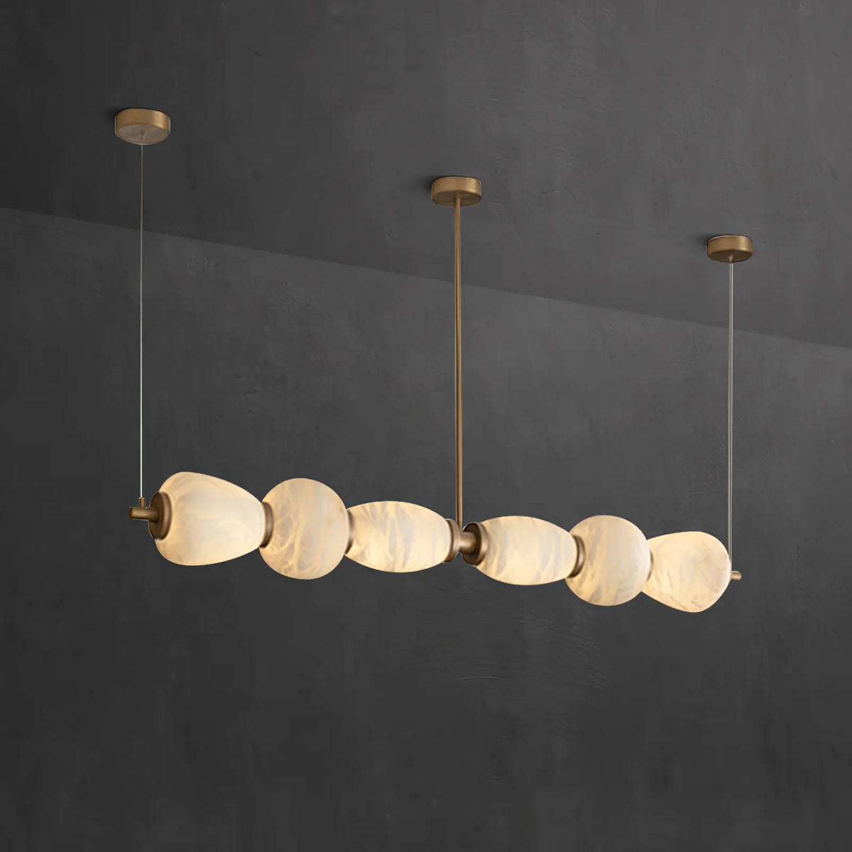 Alabaster Pebble Linear Chandelier - Pre Order