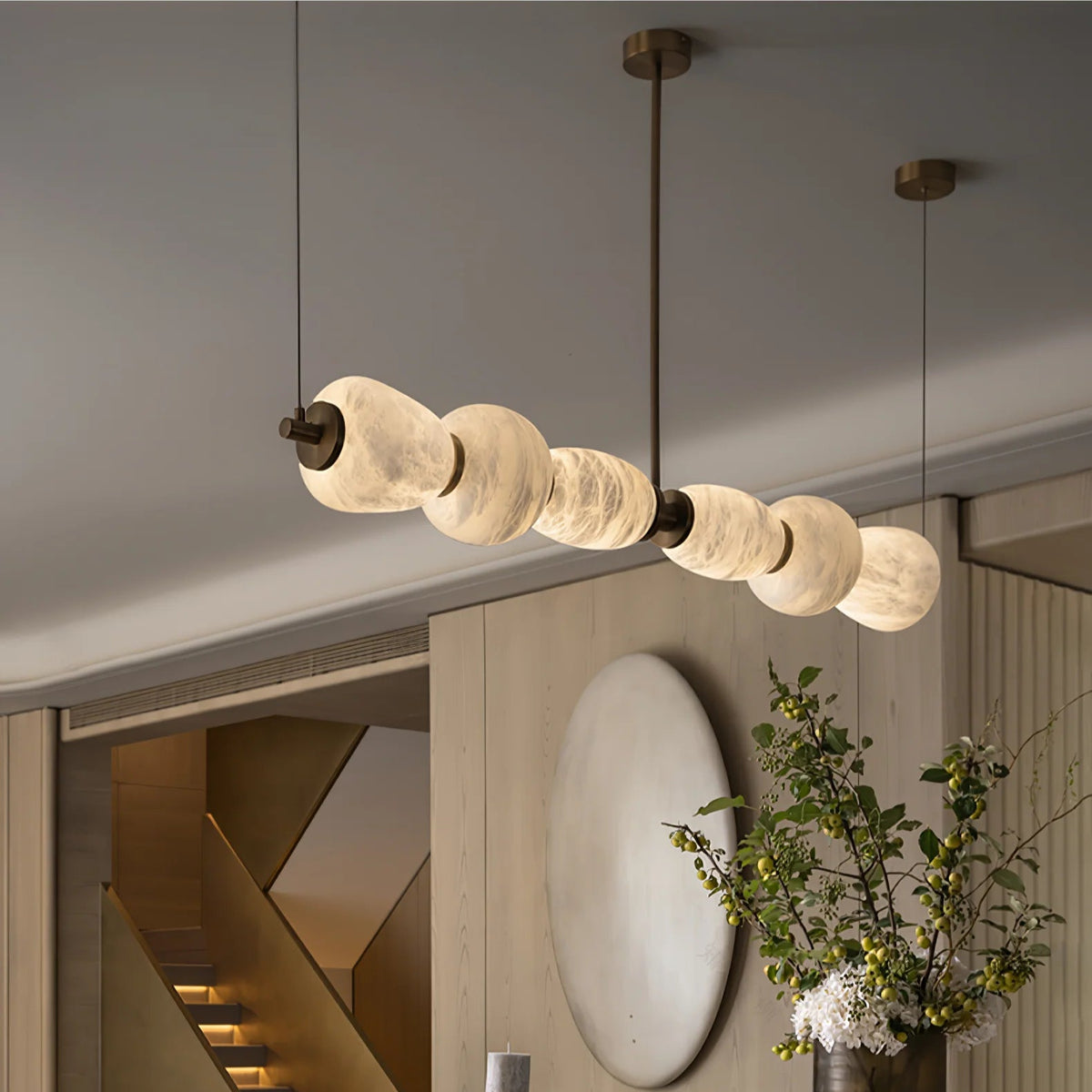 Alabaster Pebble Linear Chandelier - Pre Order