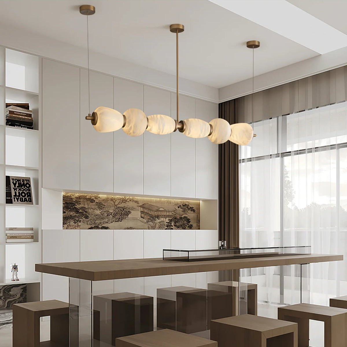 Alabaster Pebble Linear Chandelier - Pre Order