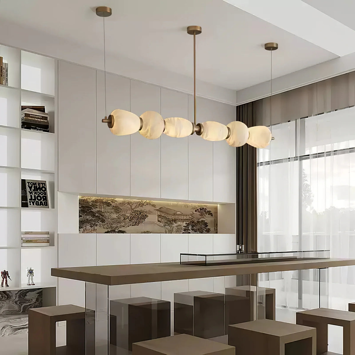 Alabaster Pebble Linear Chandelier - Pre Order