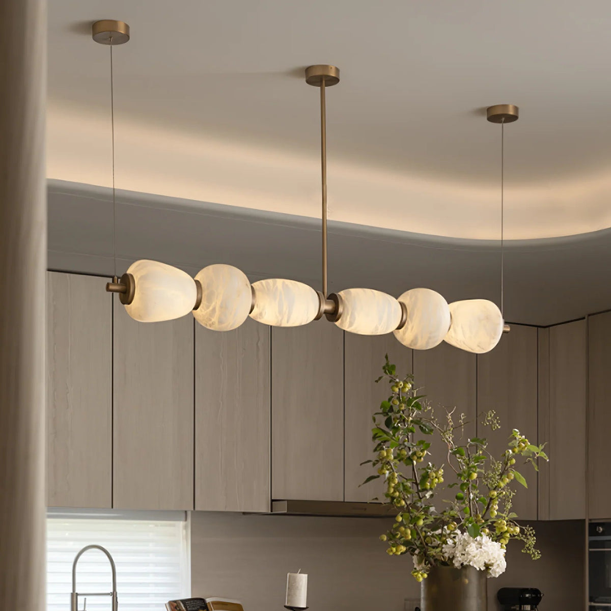 Alabaster Pebble Linear Chandelier - Pre Order