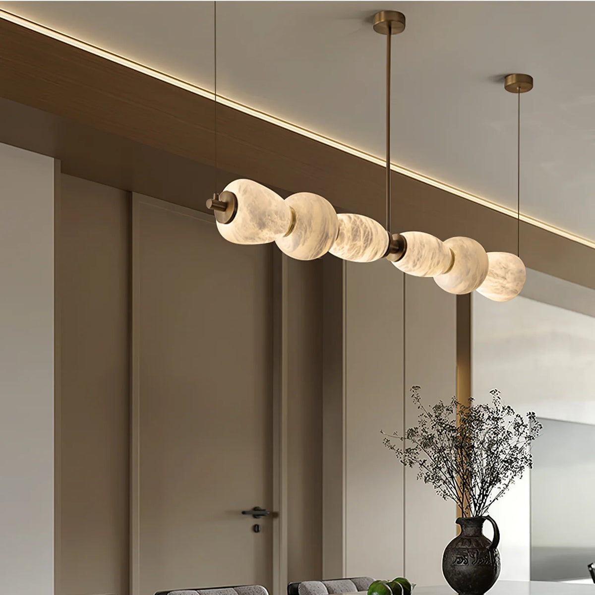 Alabaster Pebble Linear Chandelier - Pre Order