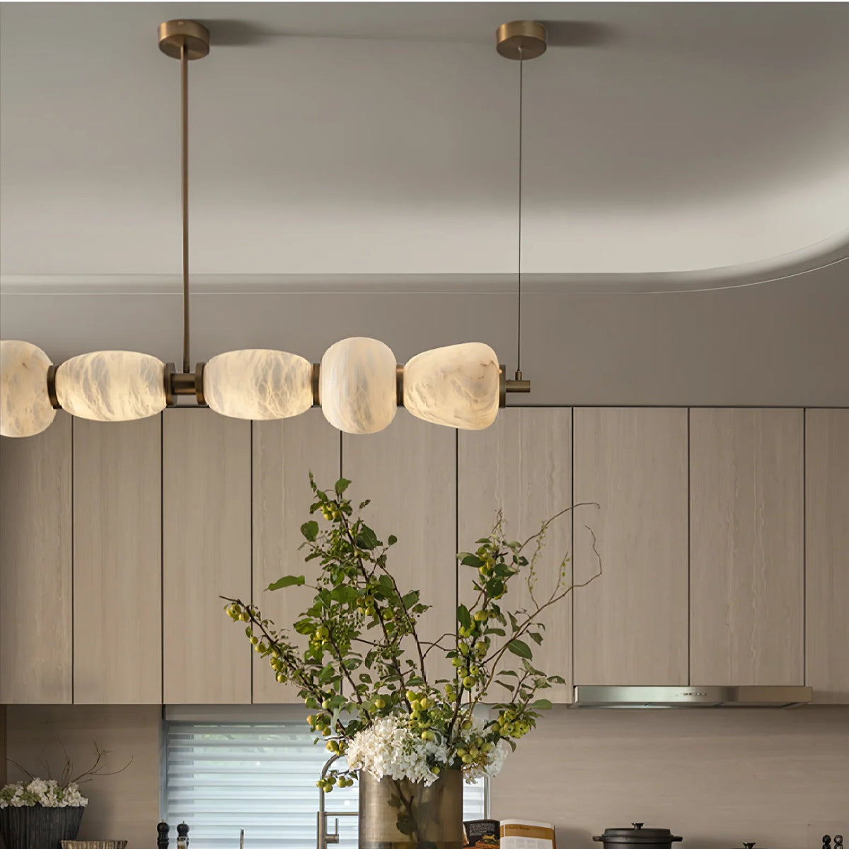 Alabaster Pebble Linear Chandelier - Pre Order