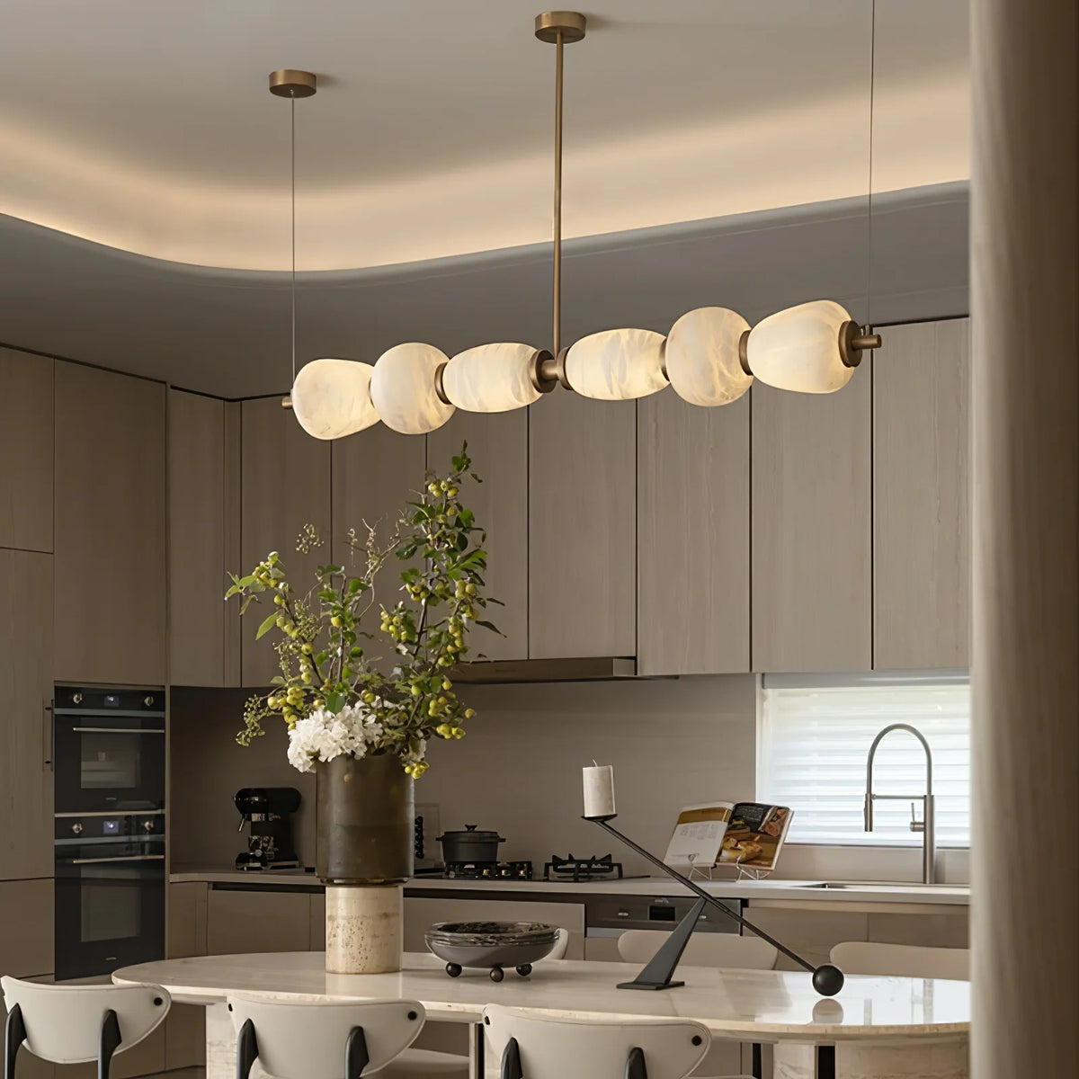 Alabaster Pebble Linear Chandelier - Pre Order
