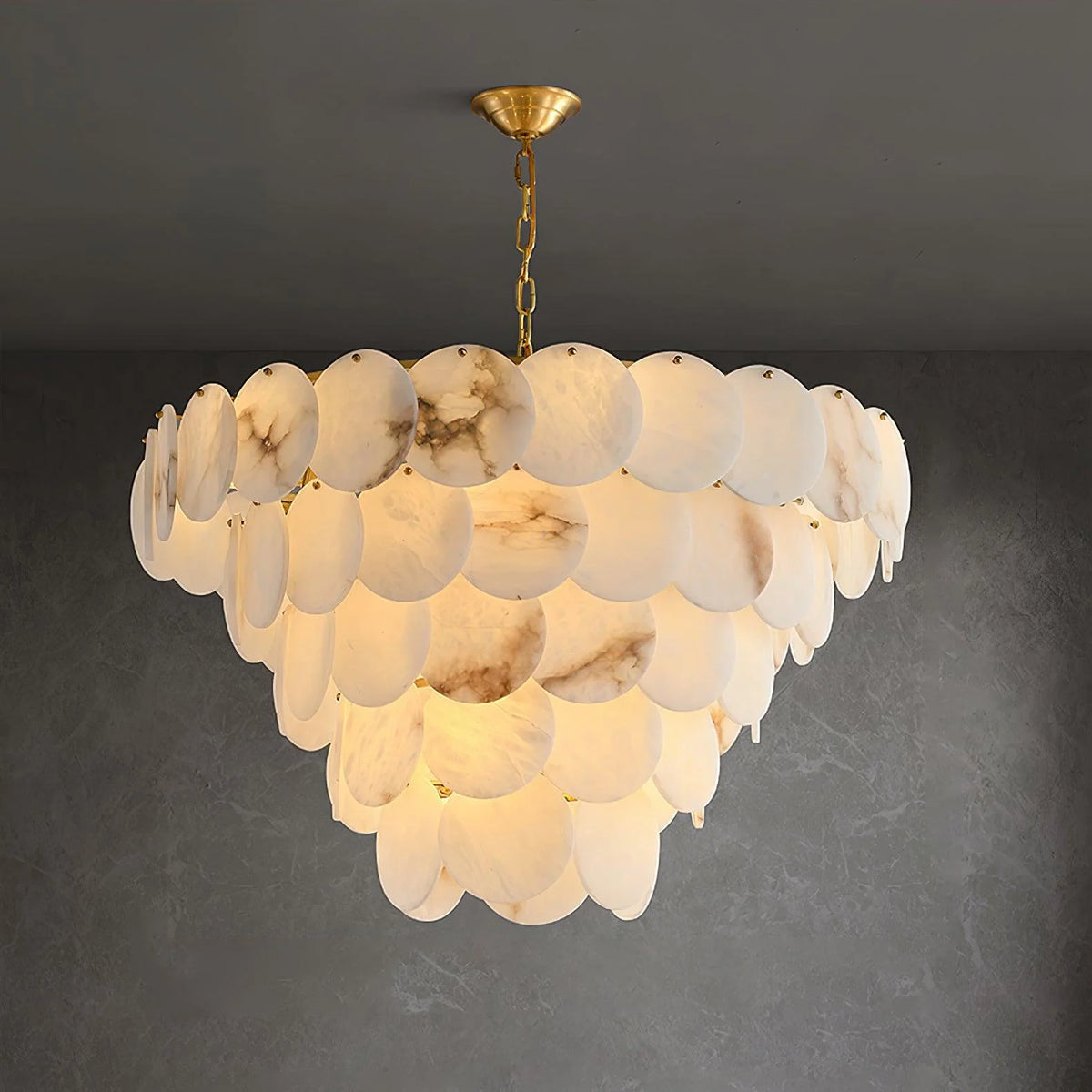 Alabaster Shell Brass Chandelier - Pre Order
