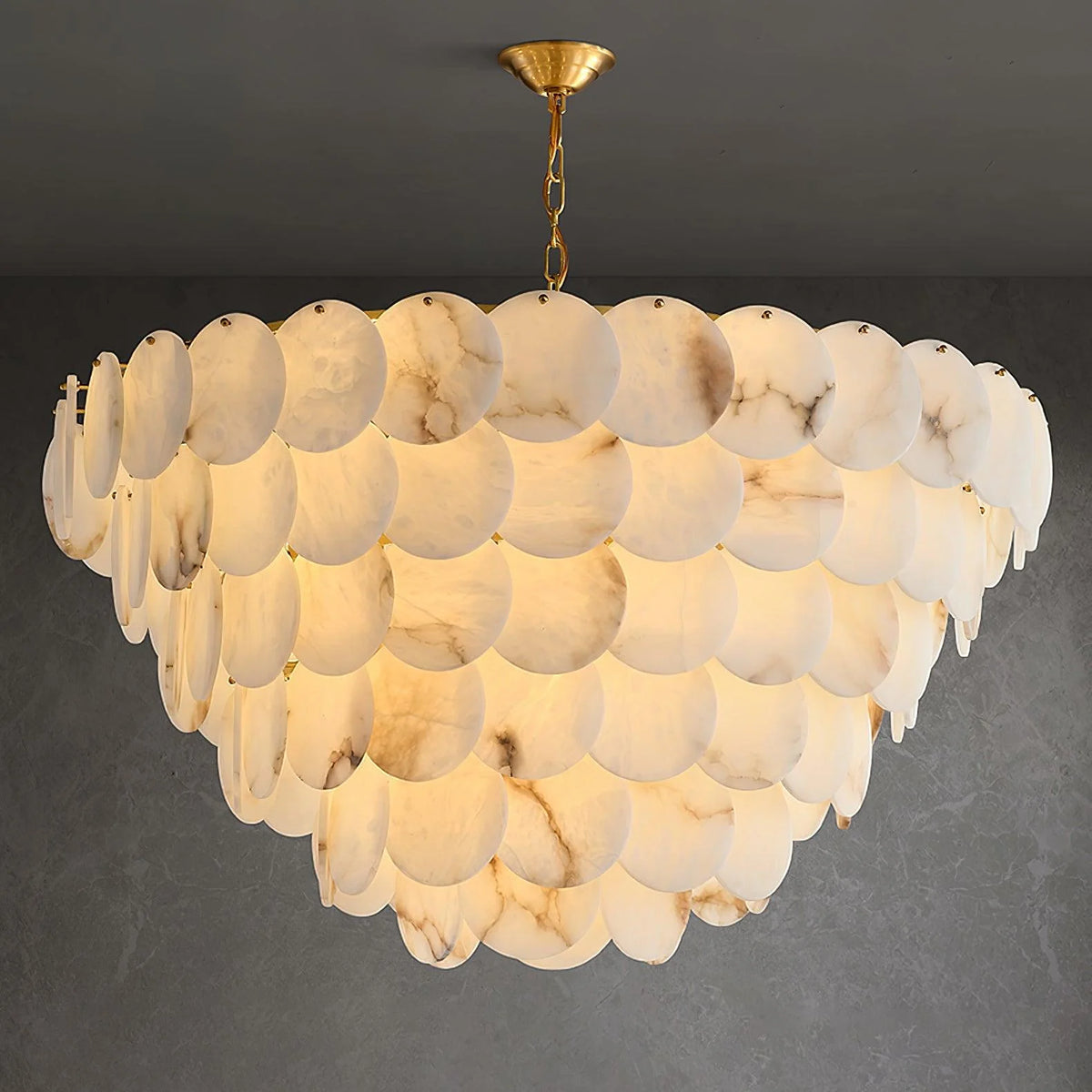 Alabaster Shell Brass Chandelier - Pre Order