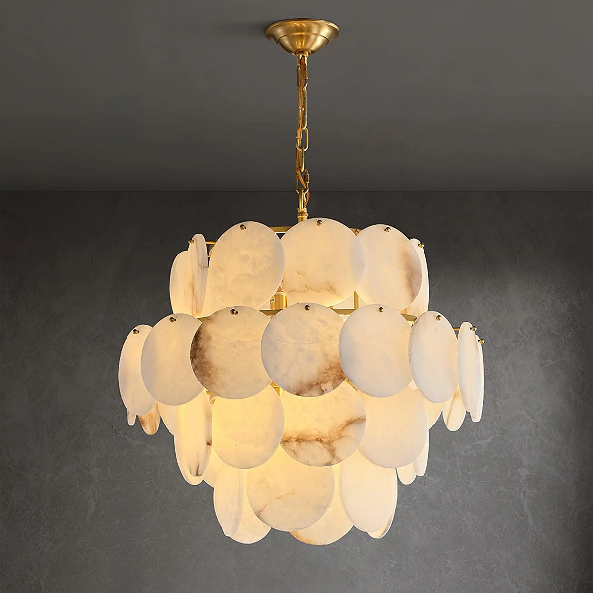 Alabaster Shell Brass Chandelier - Pre Order