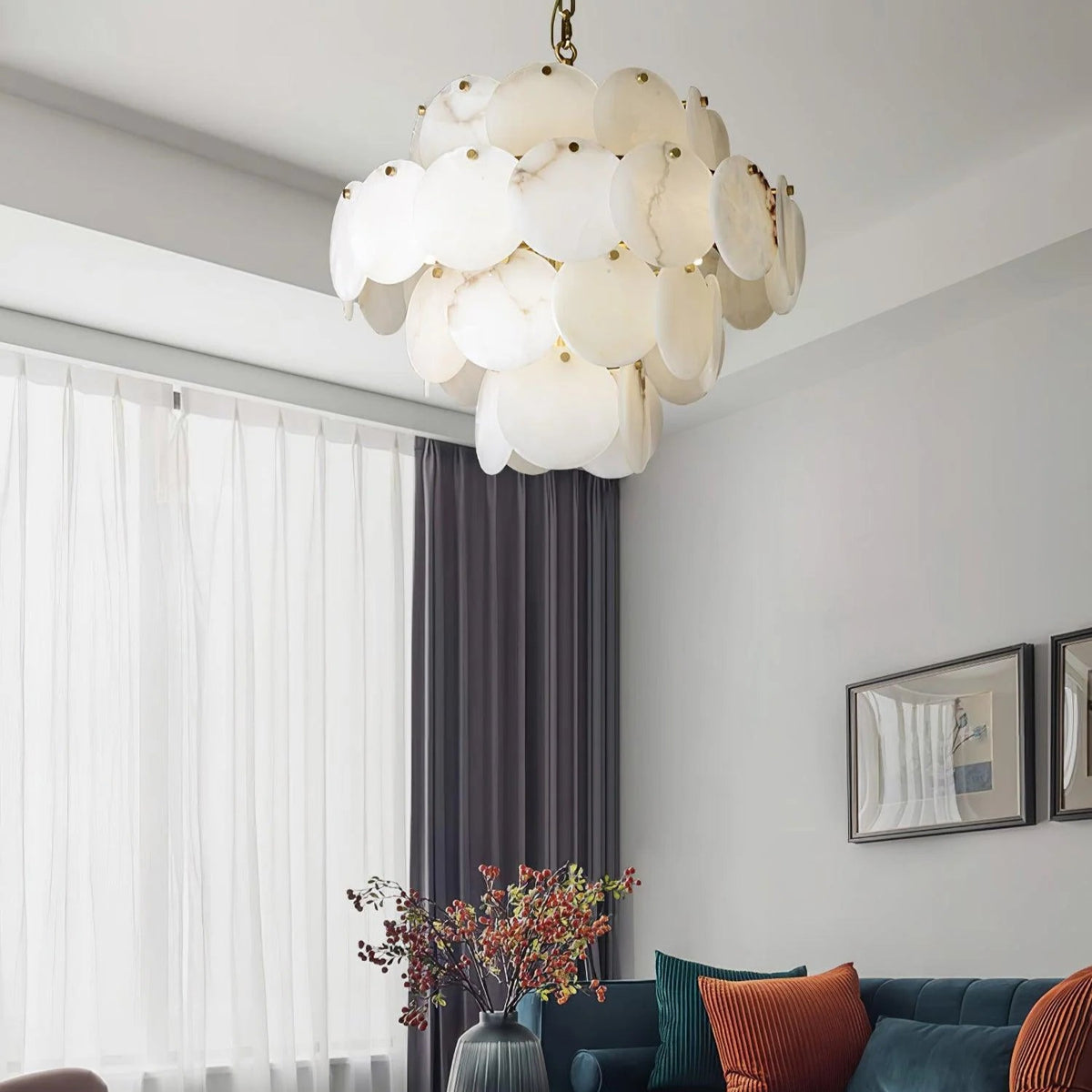 Alabaster Shell Brass Chandelier - Pre Order