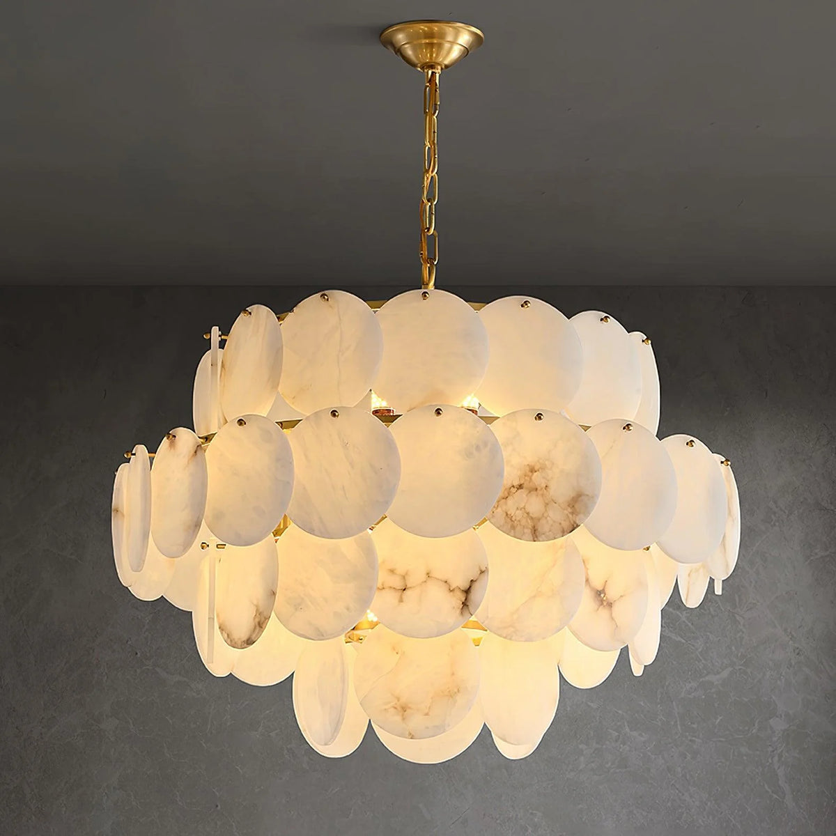 Alabaster Shell Brass Chandelier - Pre Order